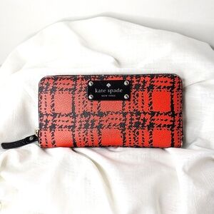Kate Spade large zip wallet, Red/Black